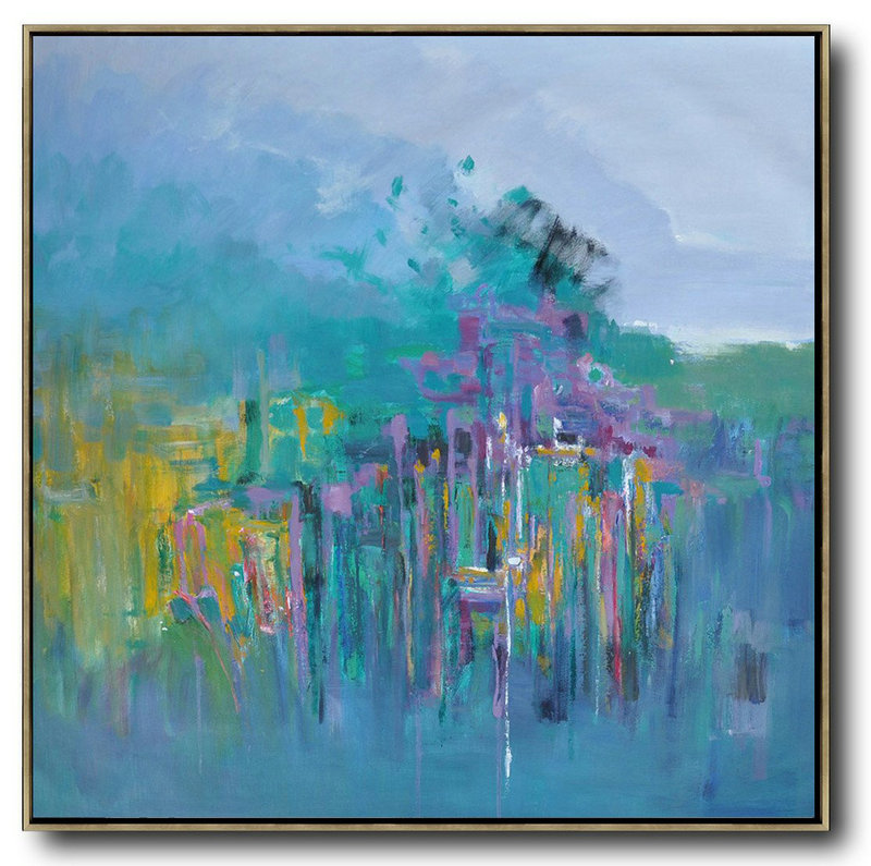 Handmade Painting Large Abstract Art,Oversized Abstract Landscape Oil Painting,Handmade Acrylic Painting,Blue,Green,Yellow,Purple.etc